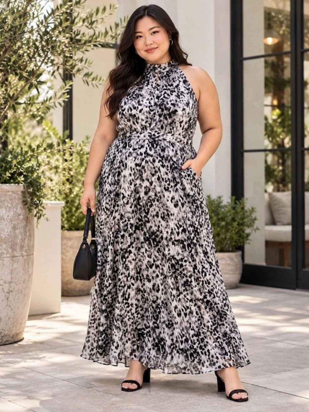 Elegant Animal Print Maxi Dress